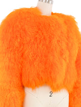 Tangerine Mongolian Fur Cropped Jacket Jacket arcadeshops.com