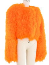 Tangerine Mongolian Fur Cropped Jacket Jacket arcadeshops.com