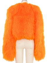 Tangerine Mongolian Fur Cropped Jacket Jacket arcadeshops.com