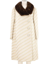 Fur Accented Metallic Striped Coat Outerwear arcadeshops.com