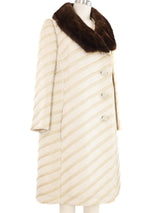 Fur Accented Metallic Striped Coat Outerwear arcadeshops.com