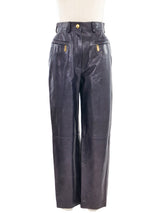 1980s Escada Midnight Blue Leather Trousers Bottom arcadeshops.com