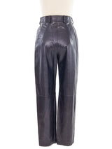 1980s Escada Midnight Blue Leather Trousers Bottom arcadeshops.com