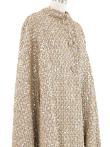 1960s Taupe Sequin Cape Coat Outerwear arcadeshops.com
