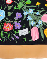 Gucci Flora Beige and Black Silk Scarf Accessory arcadeshops.com