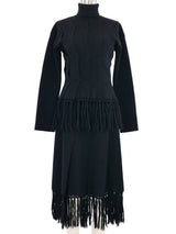 Jean Paul Gaultier Fringe Trimmed Knit Skirt Set Suit arcadeshops.com