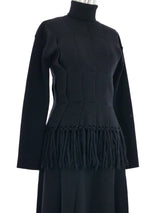 Jean Paul Gaultier Fringe Trimmed Knit Skirt Set Suit arcadeshops.com