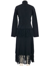 Jean Paul Gaultier Fringe Trimmed Knit Skirt Set Suit arcadeshops.com