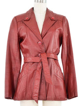1970s Terracotta Leather Belted Jacket Jacket arcadeshops.com