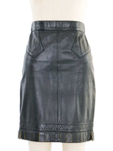 Alaia Black Leather Fringe Skirt Bottom arcadeshops.com