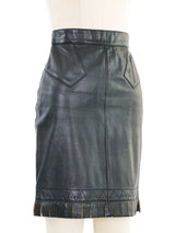 Alaia Black Leather Fringe Skirt Bottom arcadeshops.com