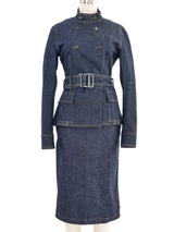 Yves Saint Laurent Lace Paneled Denim Ensemble Suit arcadeshops.com