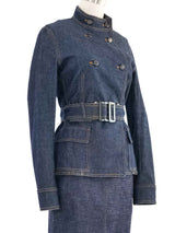 Yves Saint Laurent Lace Paneled Denim Ensemble Suit arcadeshops.com