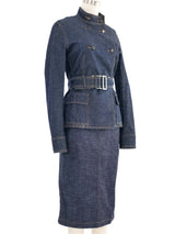 Yves Saint Laurent Lace Paneled Denim Ensemble Suit arcadeshops.com