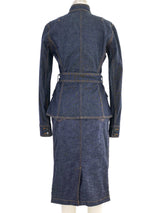 Yves Saint Laurent Lace Paneled Denim Ensemble Suit arcadeshops.com