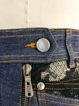 Yves Saint Laurent Lace Paneled Denim Ensemble Suit arcadeshops.com