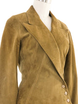 1980s Alaia Olive Suede Blazer Jacket arcadeshops.com