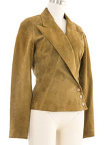 1980s Alaia Olive Suede Blazer Jacket arcadeshops.com