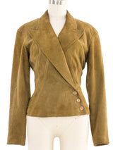 1980s Alaia Olive Suede Blazer Jacket arcadeshops.com