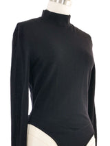 Alaia Black Wool Mock Neck Bodysuit Suit arcadeshops.com