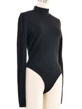 Alaia Black Wool Mock Neck Bodysuit Suit arcadeshops.com
