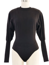 Alaia Black Wool Puff Sleeve Bodysuit Suit arcadeshops.com
