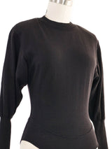 Alaia Black Wool Puff Sleeve Bodysuit Suit arcadeshops.com