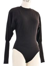 Alaia Black Wool Puff Sleeve Bodysuit Suit arcadeshops.com