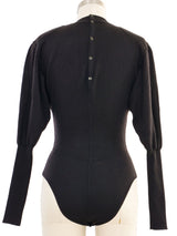 Alaia Black Wool Puff Sleeve Bodysuit Suit arcadeshops.com
