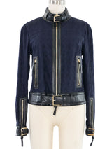 Roberto Cavalli Leather Trim Racing Jacket Jacket arcadeshops.com