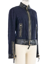 Roberto Cavalli Leather Trim Racing Jacket Jacket arcadeshops.com