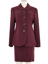 1997 Gianni Versace Wine Wool Skirt Suit Suit arcadeshops.com