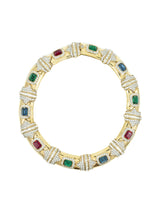 Ciner Multicolor Crystal Goldtone Hinged Collar Accessory arcadeshops.com