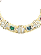 Ciner Multicolor Crystal Goldtone Hinged Collar Accessory arcadeshops.com