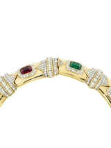 Ciner Multicolor Crystal Goldtone Hinged Collar Accessory arcadeshops.com