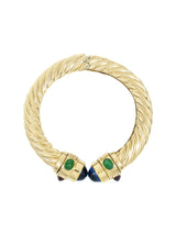 Blue Cabochon Accented Clamp Bangle Accessory arcadeshops.com