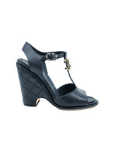 2016 Chanel Black Quilted Wedge Sandals, 37 Accessory arcadeshops.com