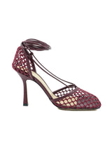 Bottega Veneta Cherry Mesh Heeled Sandals, 37 Accessory arcadeshops.com