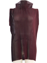Celine Burgundy Plisse Sleeveless Top Top arcadeshops.com