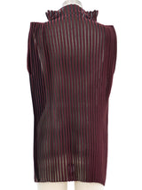 Celine Burgundy Plisse Sleeveless Top Top arcadeshops.com