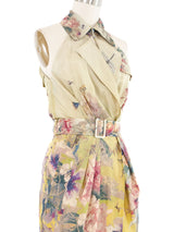 Jean Paul Gaultier Floral Print Green Silk Wrap Dress Dress arcadeshops.com