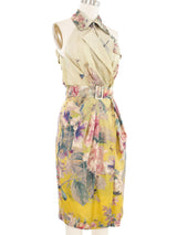 Jean Paul Gaultier Floral Print Green Silk Wrap Dress Dress arcadeshops.com