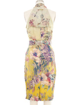 Jean Paul Gaultier Floral Print Green Silk Wrap Dress Dress arcadeshops.com