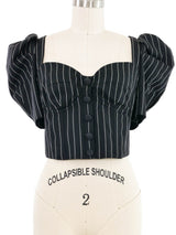 Dolce & Gabbana Pinstriped Puff Sleeve Bustier Top arcadeshops.com
