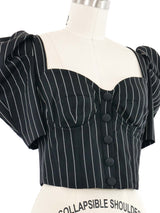 Dolce & Gabbana Pinstriped Puff Sleeve Bustier Top arcadeshops.com