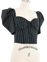 Dolce & Gabbana Pinstriped Puff Sleeve Bustier Top arcadeshops.com
