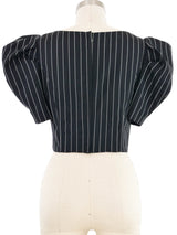Dolce & Gabbana Pinstriped Puff Sleeve Bustier Top arcadeshops.com
