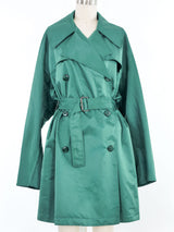1980s Alaia Emerald Satin Trench Coat Outerwear arcadeshops.com