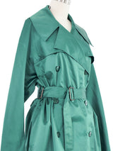 1980s Alaia Emerald Satin Trench Coat Outerwear arcadeshops.com