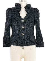 Just Cavalli Ruffle Collar Brocade Jacket Jacket arcadeshops.com